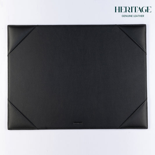 Base de Escritorio Mediana en Cuero Granulado Negro Heritage (52*39cm)