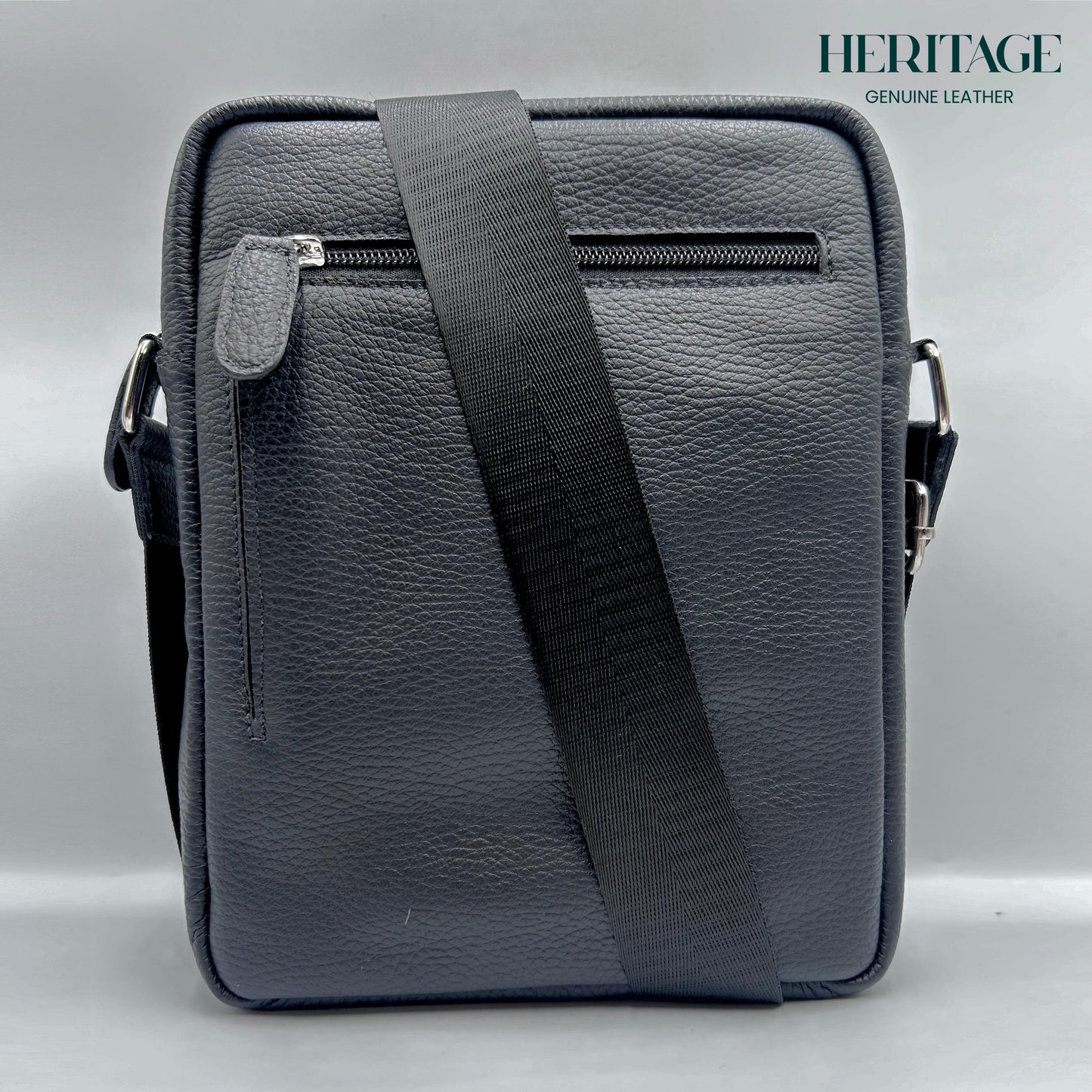 Bolso Bandolera Versalles en Cuero Granulado Negro Heritage