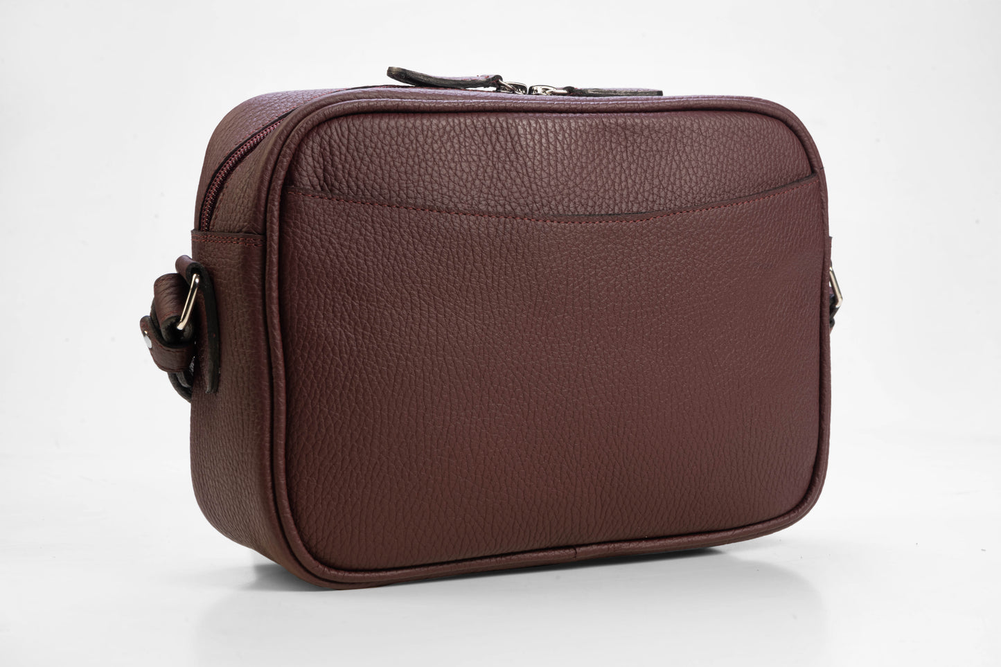 Camera Bag Mónaco Mediana en Cuero Granulado Borgoña Heritage