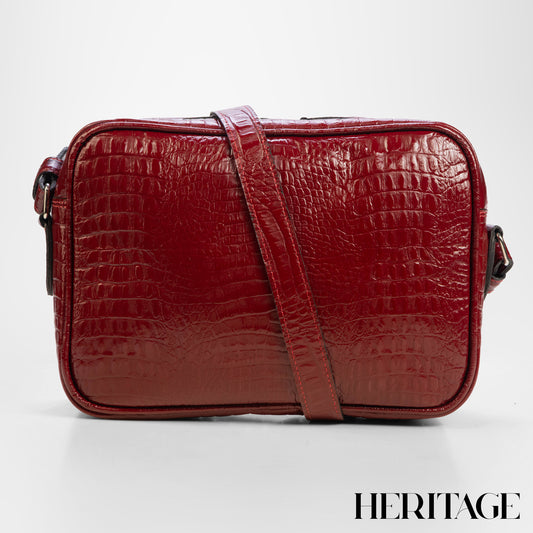 Camera Bag Mónaco Mediana en Cuero Charol Cereza Heritage