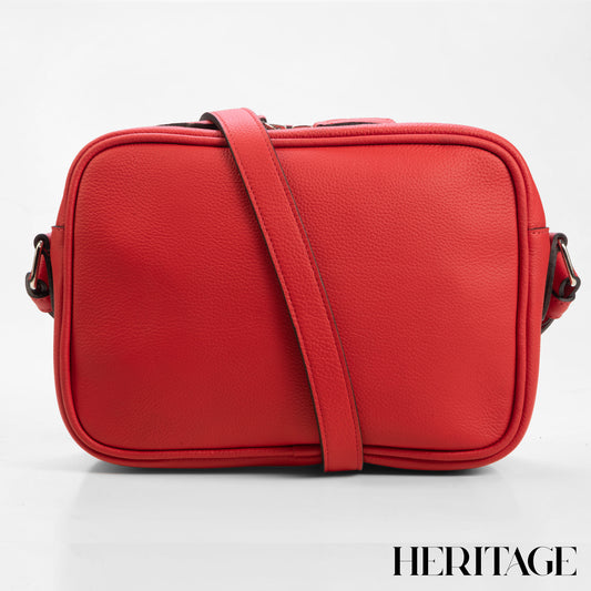 Camera Bag Monaco Mediana en Cuero Granulado Rojo Heritage