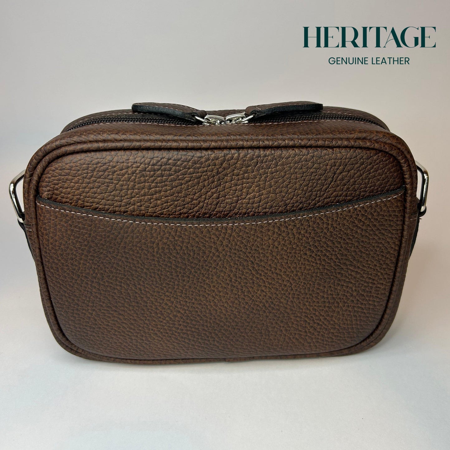 Camera Bag en Cuero Granulado Cafe Heritage