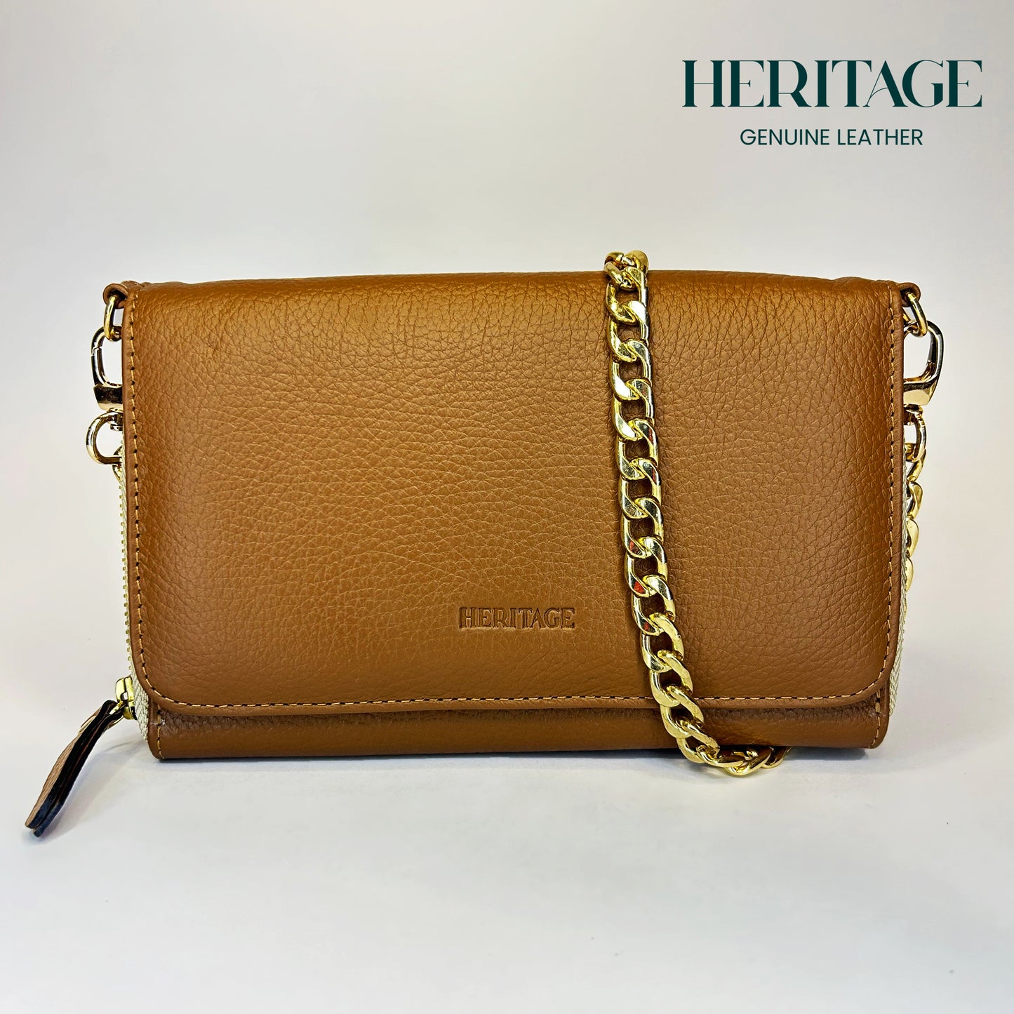 Cartera con Cadena Paris Cuero Granulado Whiskey Heritage