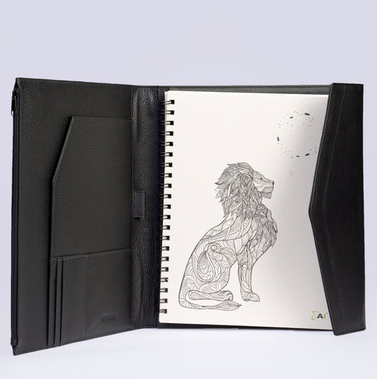 Carpeta de Escritura Tamaño Carta en Cuero Granulado Negro