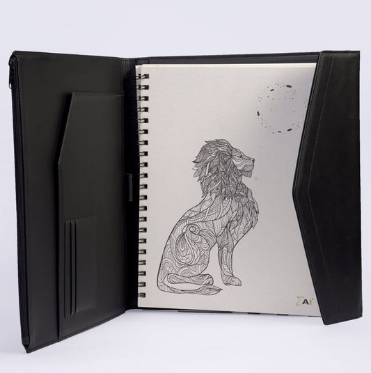 Carpeta de Escritura Tamaño Carta en Cuero Liso Negro