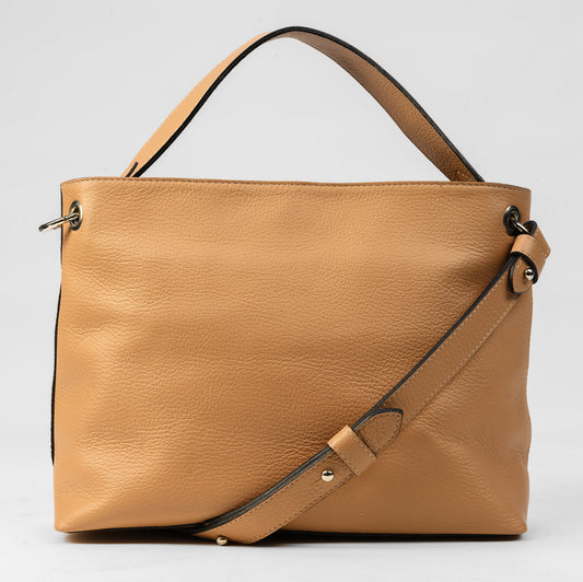 Bolso bandolera Praga en Cuero Granulado Capuchino Heritage