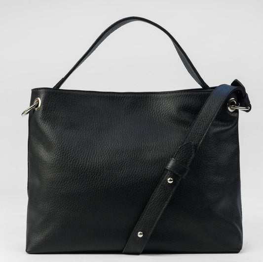 Bolso bandolera Praga en Cuero Granulado Negro Heritage