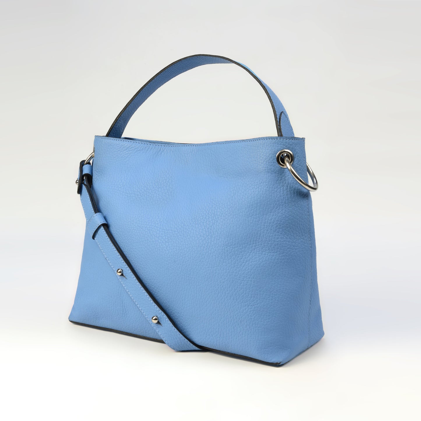 Bolso bandolera Praga en Cuero Granulado Celeste Heritage