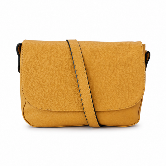 Cartera Roma en Cuero Granulado Mostaza COCO