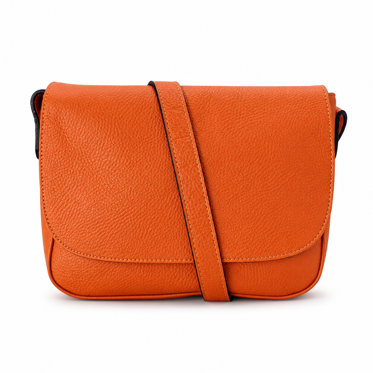 Cartera Roma en Cuero Granulado Naranja COCO