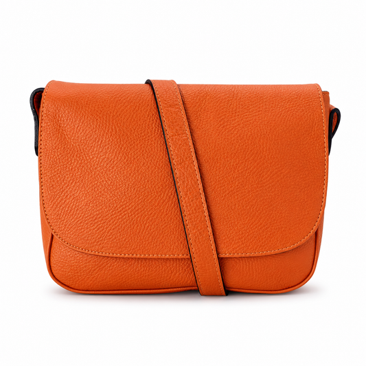 Cartera Roma en Cuero Granulado Naranja COCO