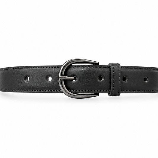 Cinturón Formal para Dama de 25 mm Cuero Liso Negro HN COCO