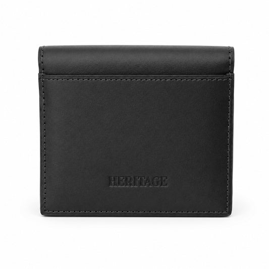 Tarjetero Doble Madrid Cuero Liso Negro Heritage