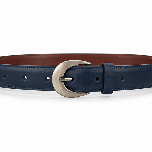 Cinturón Formal para Dama de 30 mm en  Cuero Liso Azul COCO