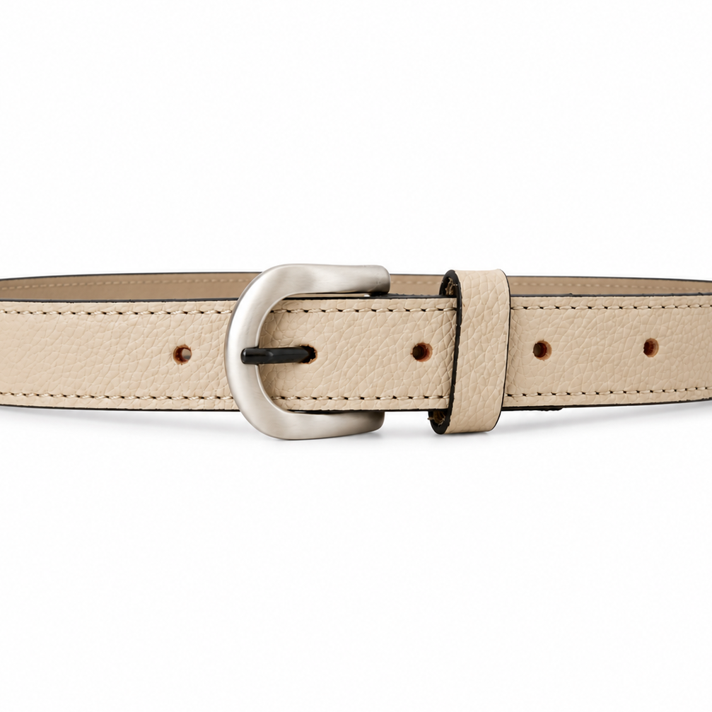 Cinturón Formal para Dama de 22 mm en Cuero Granulado Arena COCO