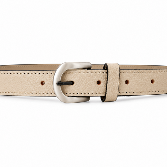 Cinturón Formal para Dama de 22 mm en Cuero Granulado Arena COCO