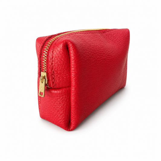 Estuche Cosmético Mini Cuero Granulado Rojo COCO