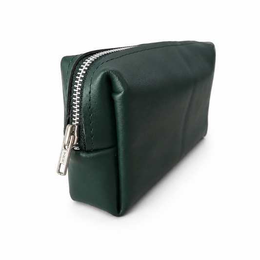Estuche Cosmético Mini Cuero Liso Verde COCO