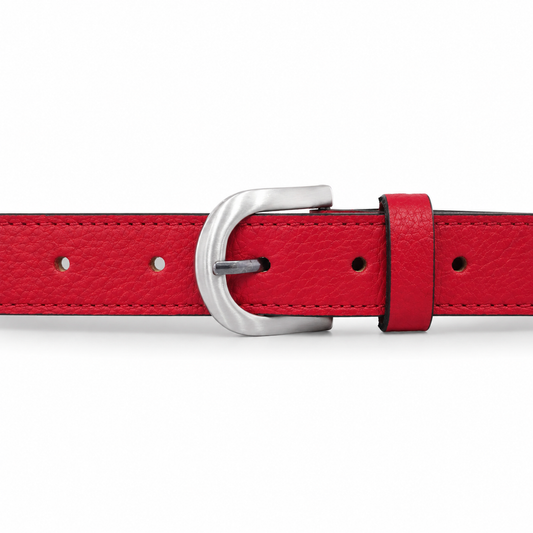Cinturón Formal para Dama de 22 mm en Cuero Granulado Rojo COCO