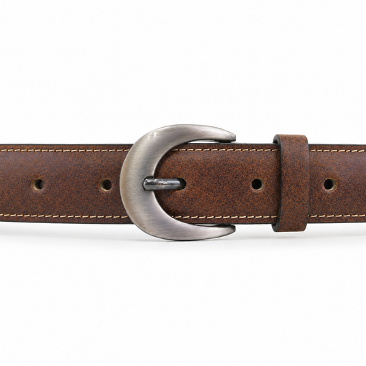Cinturón Formal para Dama de 30 mm en  Cuero Liso Cognac  Jaspeado COCO