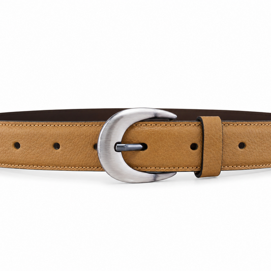 Cinturón Formal para Dama de 30 mm en  Cuero Granulado Capuchino COCO