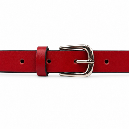 Cinturón para Dama de 20 mm Cuero Liso Rojo COCO