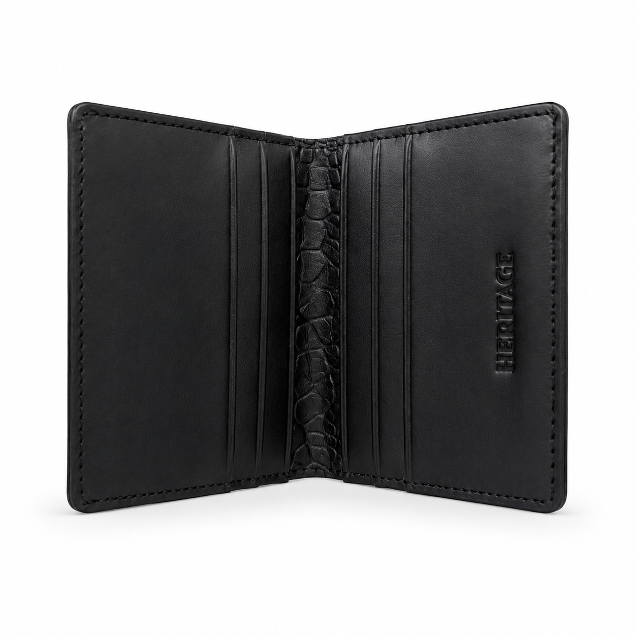 Billetera Atlas Cuero Croco Negro Heritage