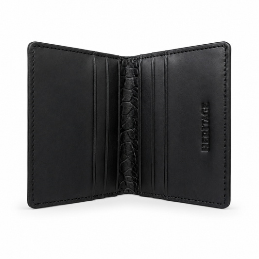 Billetera Atlas Cuero Croco Negro Heritage