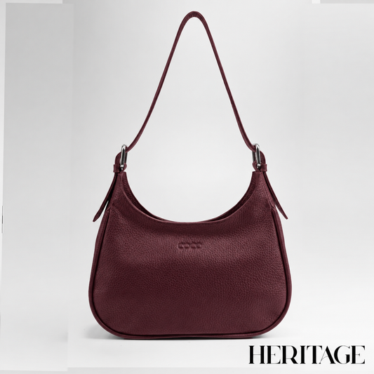Cartera Lulú en Cuero Granulado Burgundy COCO
