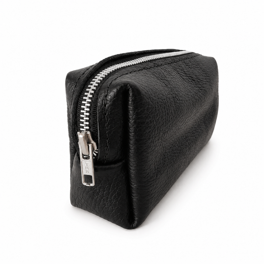 Estuche Cosmético Mini Cuero Granulado Negro COCO