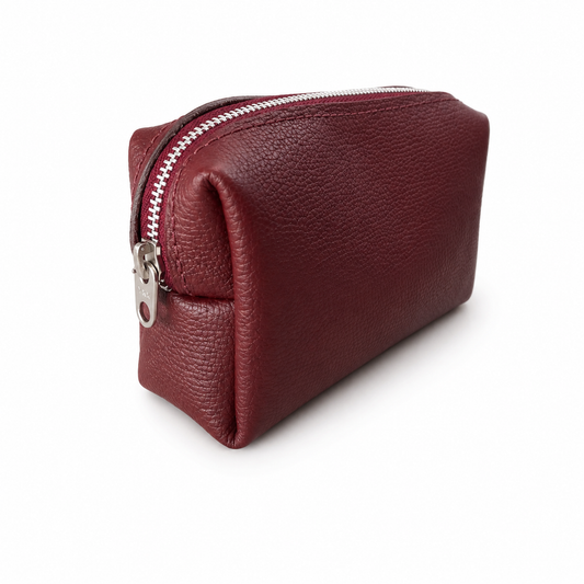 Estuche Cosmético Mini Cuero Granulado Burgundy COCO