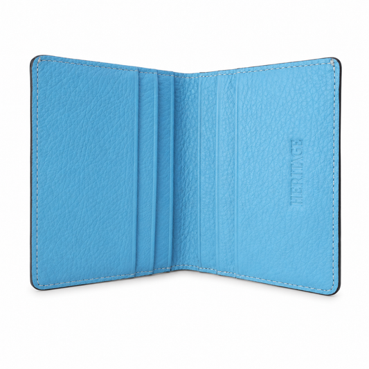 Billetera Atlas Cuero Granulado Celeste Heritage