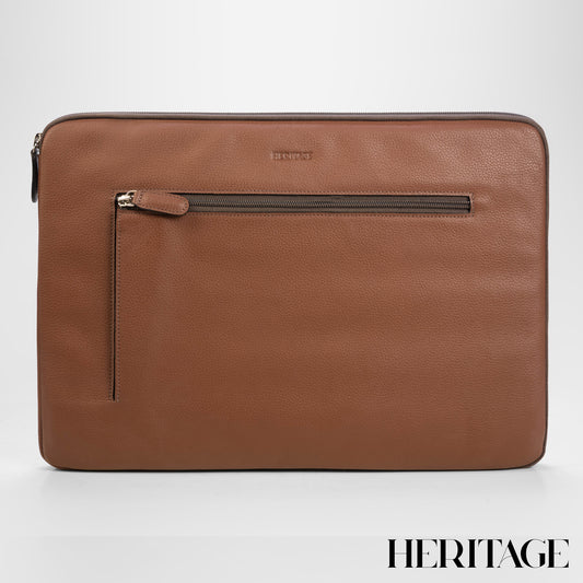 Funda para Laptop en Cuero Granulado Cognac Heritage