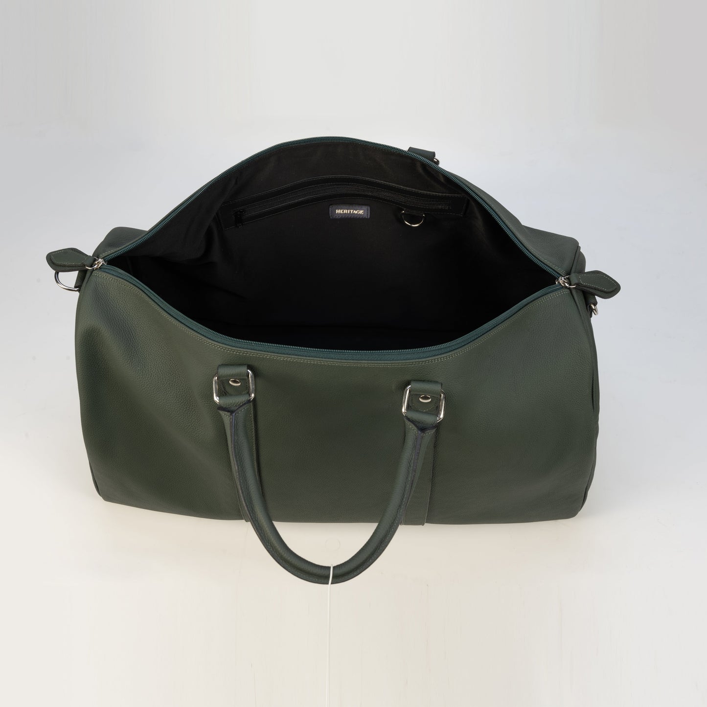 Weekender Bag en Cuero Granulado Verde Heritage