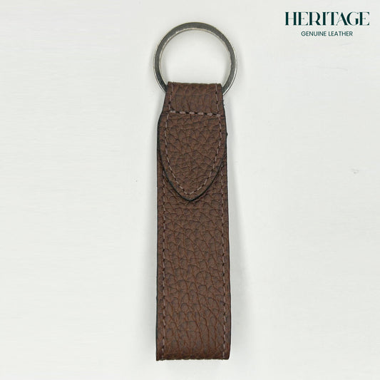 Llavero con Correa en Cuero Granulado Café Heritage