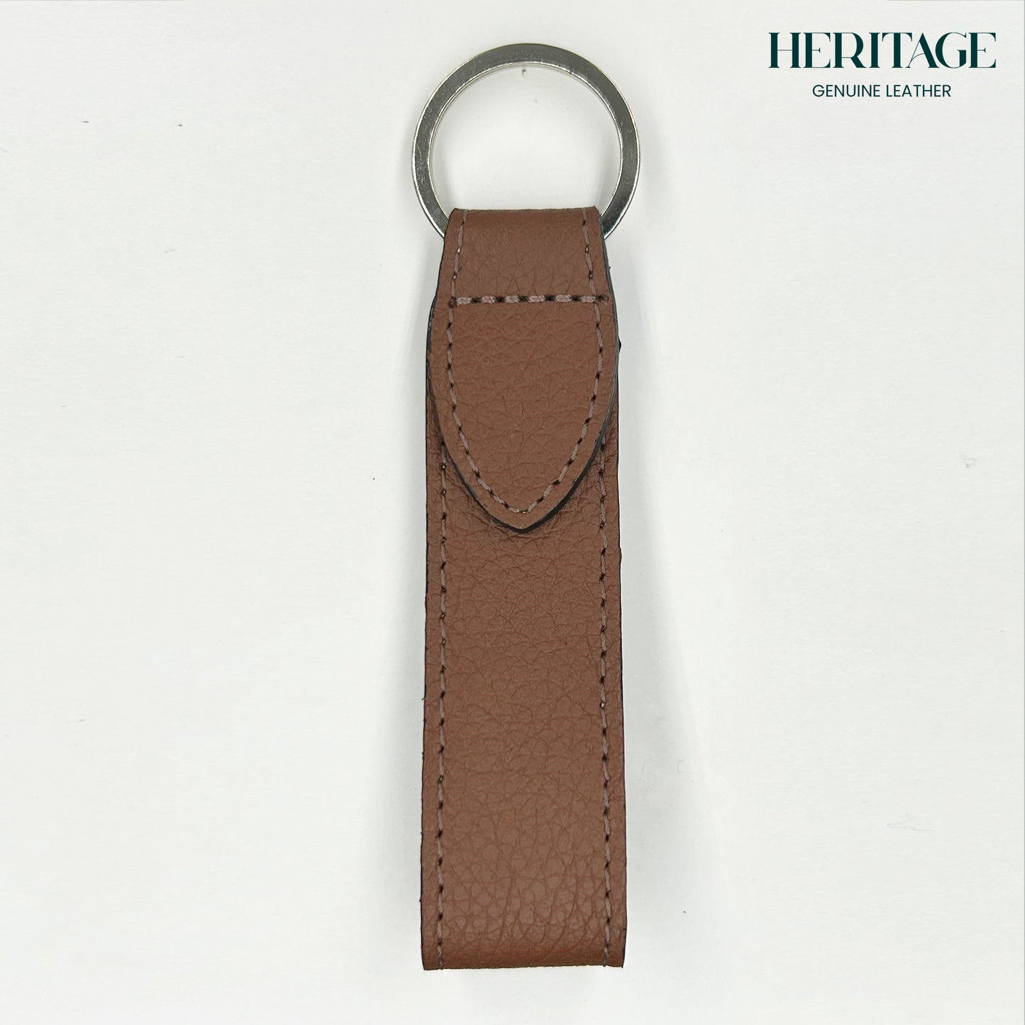 Llavero con Correa en Cuero Granulado Cognac Heritage