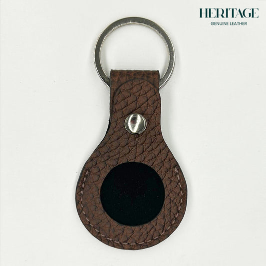 Llavero para AirTag en Cuero Granulado Café Heritage