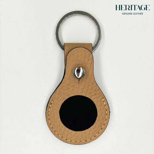 Llavero para AirTag en Cuero Granulado Capuchino Heritage