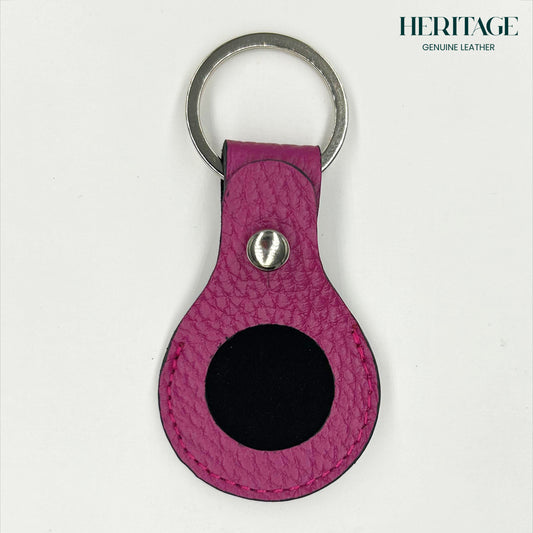 Llavero para AirTag en Cuero Granulado Fucsia Heritage