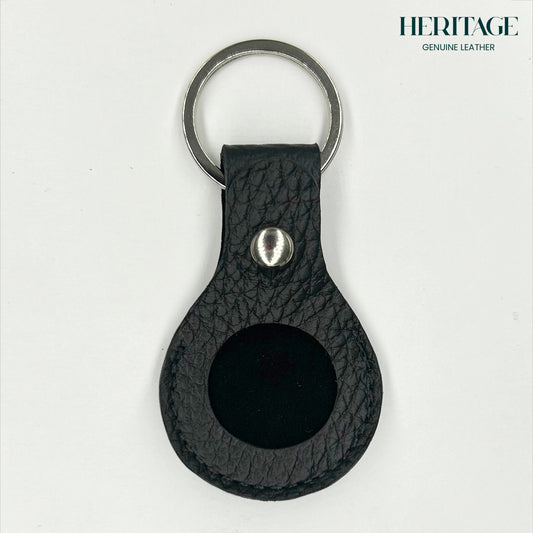Llavero para AirTag en Cuero Granulado Negro Heritage