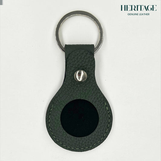 Llavero para AirTag en Cuero Granulado Verde  Heritage