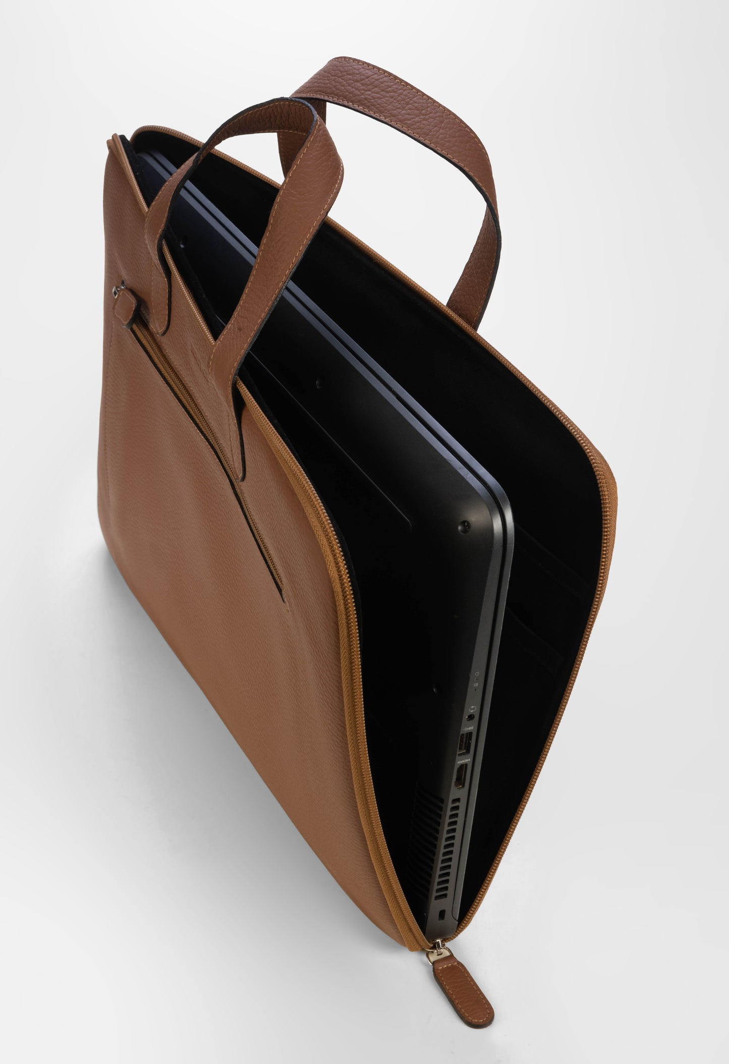 Maletín para Laptop en Cuero Granulado Cognac Heritage