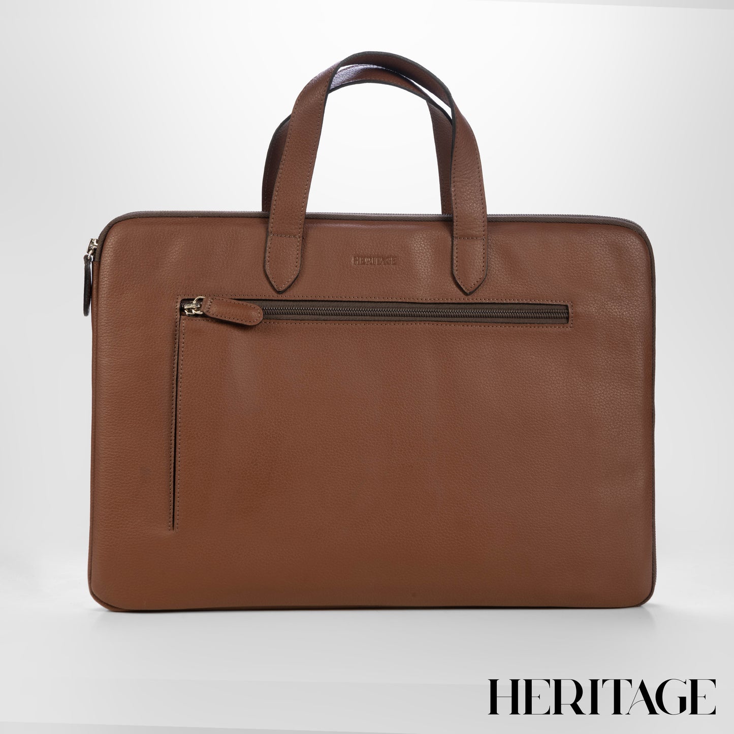 Maletín para Laptop en Cuero Granulado Cognac Heritage