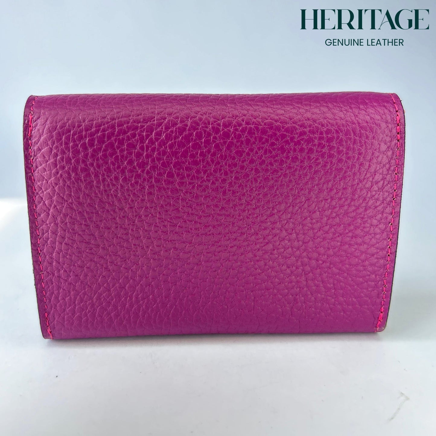 Monedero Paris en Cuero Granulado Fucsia Heritage