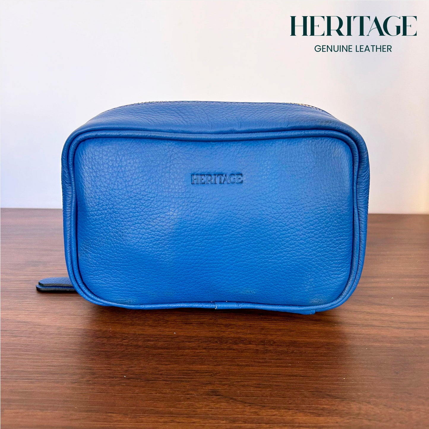 Neceser Cosmético en Cuero Granulado Royal Blue Heritage