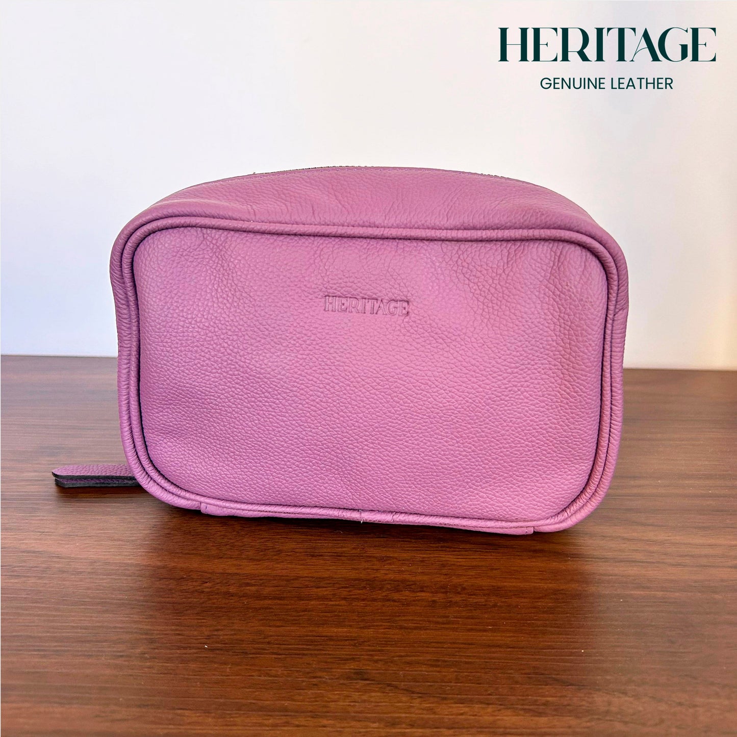 Neceser Cosmético en Cuero Granulado Lila Heritage