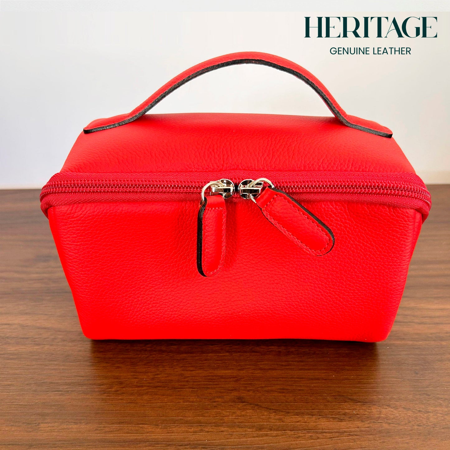 Neceser Desplegable Cuero Granulado Rojo Heritage