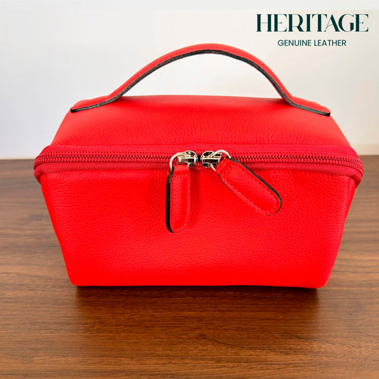 Neceser Desplegable Cuero Granulado Rojo Heritage
