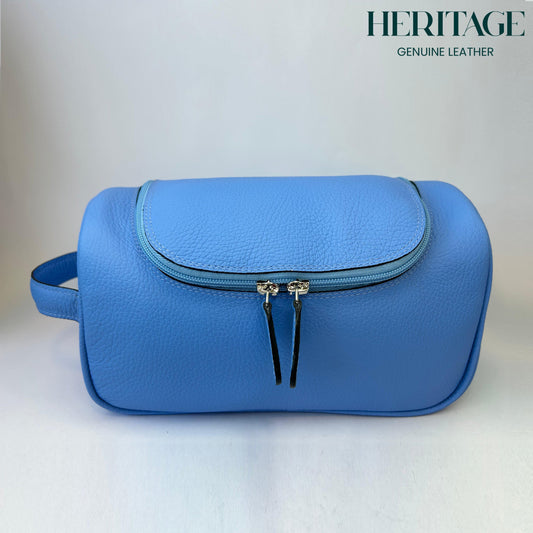 Neceser Lyon en Cuero Granulado Celeste Heritage