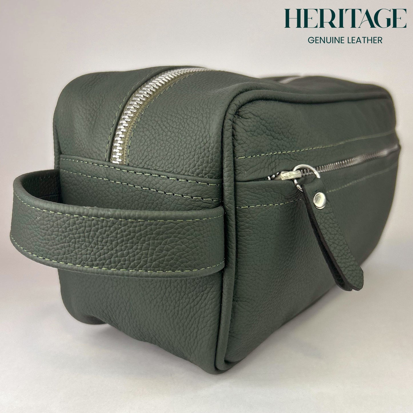 Neceser Monaco Cuero Granulado Verde Heritage